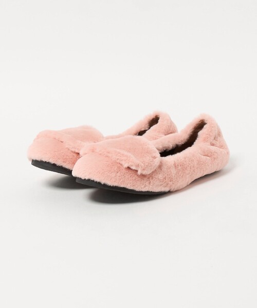 PIPPICHIC ファー付きフラットシューズ 38 セール】＜PIPPICHIC＞CHUCHU フェイクファー フラットシューズ