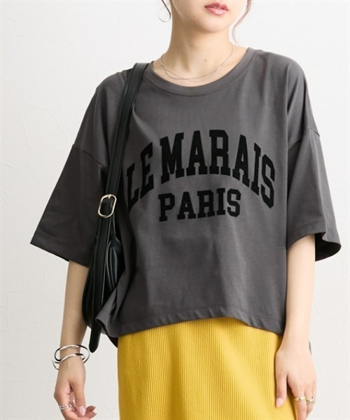 nissen（ニッセン）の「綿混天竺ロゴＴシャツ（Tシャツ/カットソー・レディース・ブラック系1/アイボリー系1/ホワイト系4/ブラック系3/ホワイト系3/ホワイト系1/ホワイト系2・M/L）」の5枚目の写真