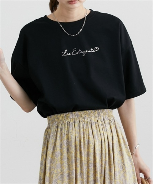 nissen（ニッセン）の「綿混天竺ロゴＴシャツ（Tシャツ/カットソー・レディース・ブラック系1/アイボリー系1/ホワイト系4/ブラック系3/ホワイト系3/ホワイト系1/ホワイト系2・M/L）」の6枚目の写真