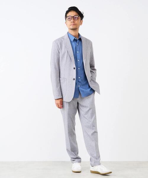 MEN'S MELROSE（メンズメルローズ）の「プリントテックジャージテーパードコンフォートパンツ(セットアップ可)（スラックス・メンズ・チャコールグレー/ライトグレー/ブラウン/ネイビー・3/5/4）」の6枚目の写真