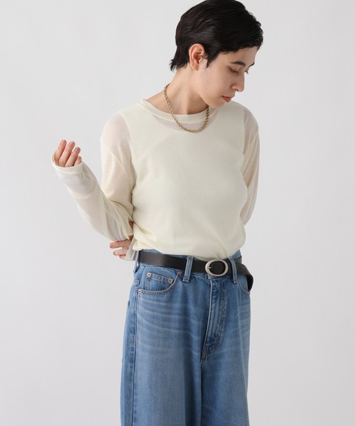 studio CLIP（スタディオクリップ）の「《ウタオ》シアーテレコプルオーバー（Tシャツ/カットソー・レディース・オフホワイト/ライトグレー/ブラウン/ホワイト・FREE）」の14枚目の写真