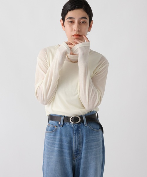 studio CLIP（スタディオクリップ）の「《ウタオ》シアーテレコプルオーバー（Tシャツ/カットソー・レディース・オフホワイト/ライトグレー/ブラウン/ホワイト・FREE）」の15枚目の写真