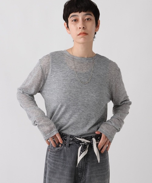 studio CLIP（スタディオクリップ）の「《ウタオ》シアーテレコプルオーバー（Tシャツ/カットソー・レディース・オフホワイト/ライトグレー/ブラウン/ホワイト・FREE）」の22枚目の写真