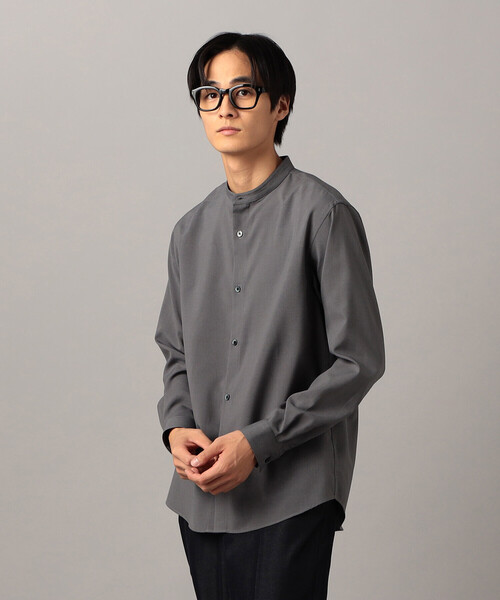COMME CA MEN(コムサメン)の「ウールライク ノンアイロン ドライトロ バンドカラーシャツ(シャツ/ブラウス・メンズ・グレー/ブラック・M/S/L)」の2枚目の写真