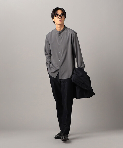 COMME CA MEN(コムサメン)の「ウールライク ノンアイロン ドライトロ バンドカラーシャツ(シャツ/ブラウス・メンズ・グレー/ブラック・M/S/L)」の12枚目の写真