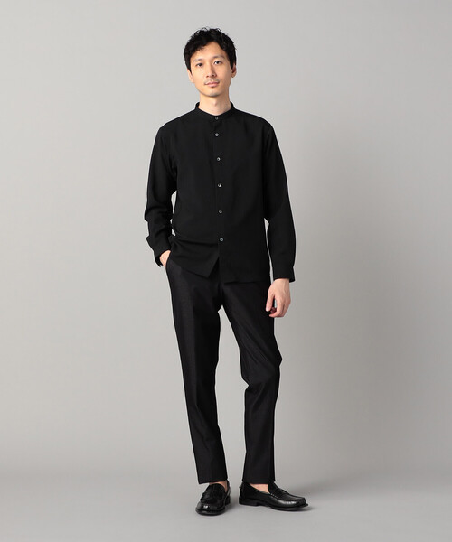 COMME CA MEN(コムサメン)の「ウールライク ノンアイロン ドライトロ バンドカラーシャツ(シャツ/ブラウス・メンズ・グレー/ブラック・M/S/L)」の3枚目の写真