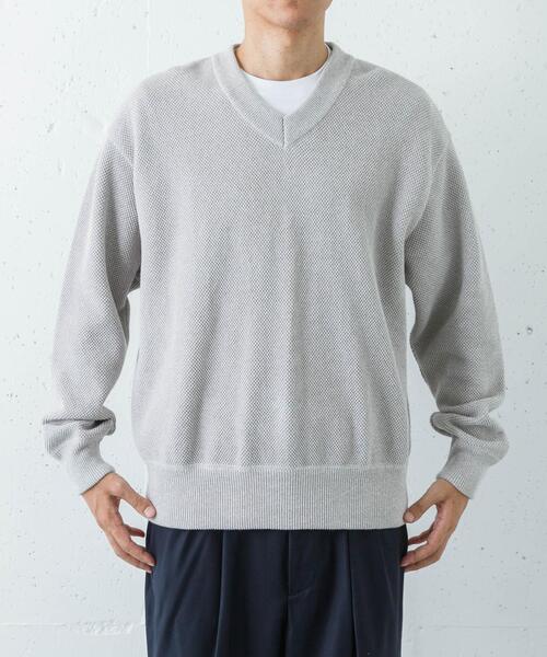 crepuscule（クレプスキュール）の「『別注』crepuscule×URBAN RESEARCH　Moss Stitch V Pullover（ニット/セーター・メンズ・ベージュ/ブラウン/ブラック・1/2）」の10枚目の写真