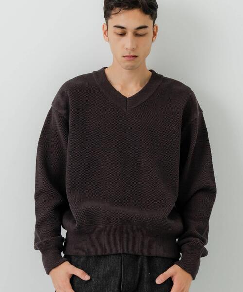 別注』crepuscule×URBAN RESEARCH Moss Stitch V Pullover（ニット