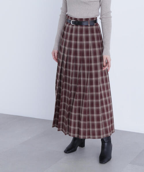 セール】◇ベルテッドチェックプリーツスカート（スカート）｜NATURAL