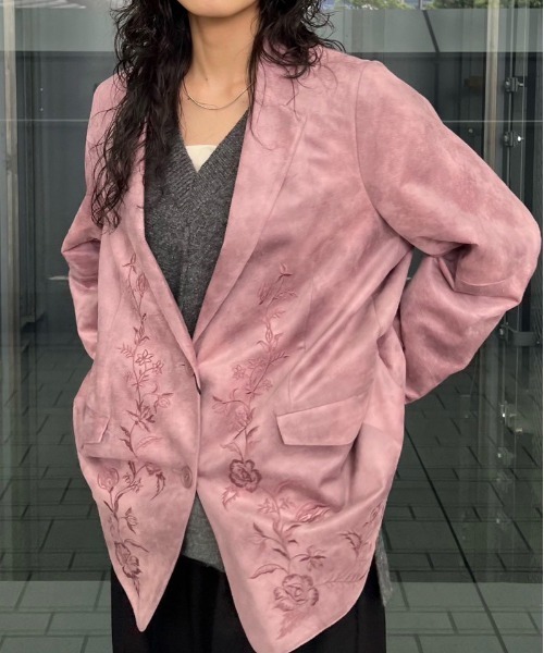 SYNTHETIC SUEDE EMBROIDERY JACKET（テーラードジャケット）｜Ameri