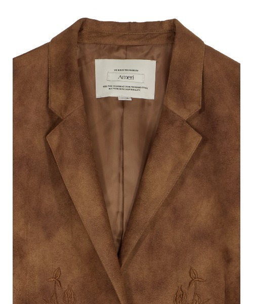 Ameri（アメリ）の「SYNTHETIC SUEDE EMBROIDERY JACKET（テーラードジャケット・レディース・ブラック/キャメル/ピンク・SMALL/MEDIUM）」の6枚目の写真