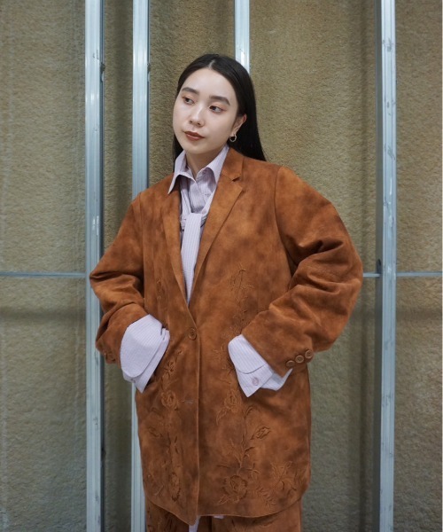 AMERI アメリのテーラードジャケット【新品】 SYNTHETIC SUEDE EMBROIDERY JACKET（テーラードジャケット）｜Ameri