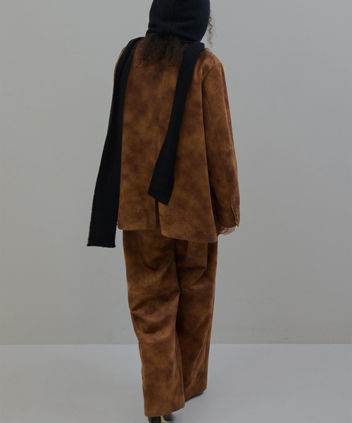 セール】SYNTHETIC SUEDE EMBROIDERY JACKET（テーラードジャケット