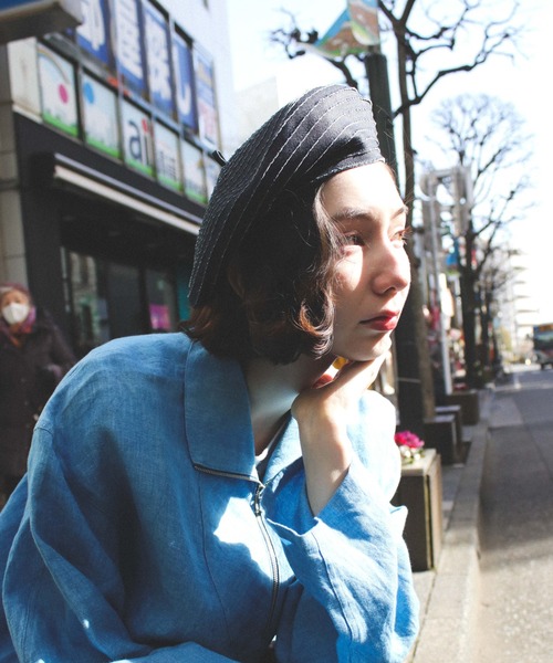 HUNTISM（ハンティズム）の「Denim Braid Beret（ハンチング/ベレー帽・メンズ・インディゴブルー・ONE SIZE）」の3枚目の写真