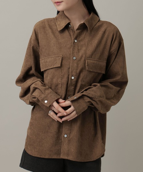 3.3 Field Trip (3.3フィールドトリップ)の「【UNISEX】ALAND/コーデュロイ長袖シャツ(シャツ/ブラウス・レディース・ブラウン/ライトブルー・MEDIUM/SMALL)」の1枚目の写真