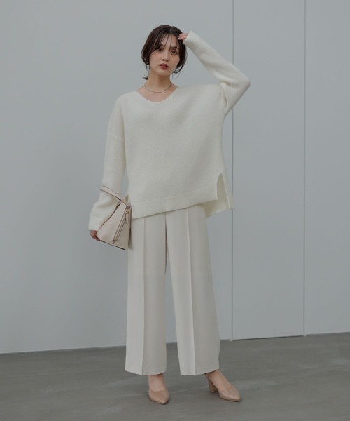 Andemiu(アンデミュウ)の「【手洗い可能】モヘアウールVプルオーバー491832(ニット/セーター・レディース・ピンク/オフホワイト/グレー・FREE)」の20枚目の写真