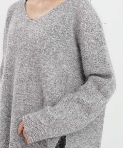 Andemiu(アンデミュウ)の「【手洗い可能】モヘアウールVプルオーバー491832(ニット/セーター・レディース・ピンク/オフホワイト/グレー・FREE)」の12枚目の写真
