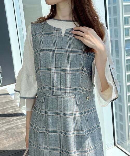 couture brooch（クチュールブローチ）の「【美シルエット・大人可愛い・通勤】TRチェックジャンスカ（ワンピース・レディース・ブラウン系その他2/ブラック系1・36/38/40/42）」の12枚目の写真