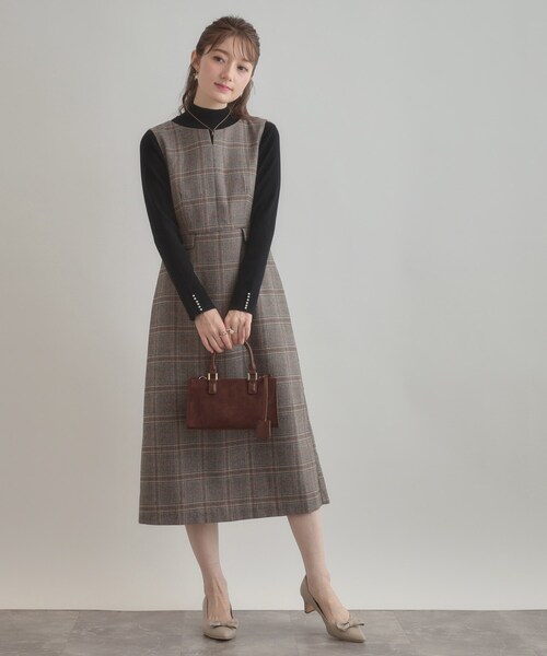 couture brooch（クチュールブローチ）の「【美シルエット・大人可愛い・通勤】TRチェックジャンスカ（ワンピース・レディース・ブラウン系その他2/ブラック系1・36/38/40/42）」の13枚目の写真