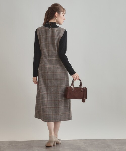 couture brooch（クチュールブローチ）の「【美シルエット・大人可愛い・通勤】TRチェックジャンスカ（ワンピース・レディース・ブラウン系その他2/ブラック系1・36/38/40/42）」の15枚目の写真