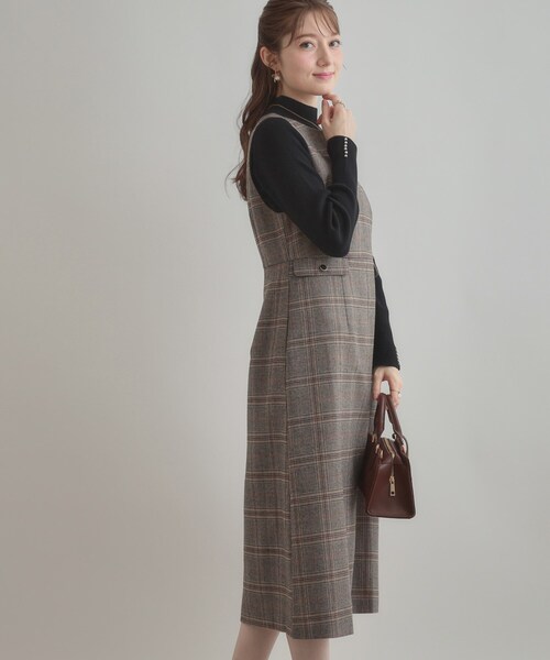 couture brooch（クチュールブローチ）の「【美シルエット・大人可愛い・通勤】TRチェックジャンスカ（ワンピース・レディース・ブラウン系その他2/ブラック系1・36/38/40/42）」の17枚目の写真