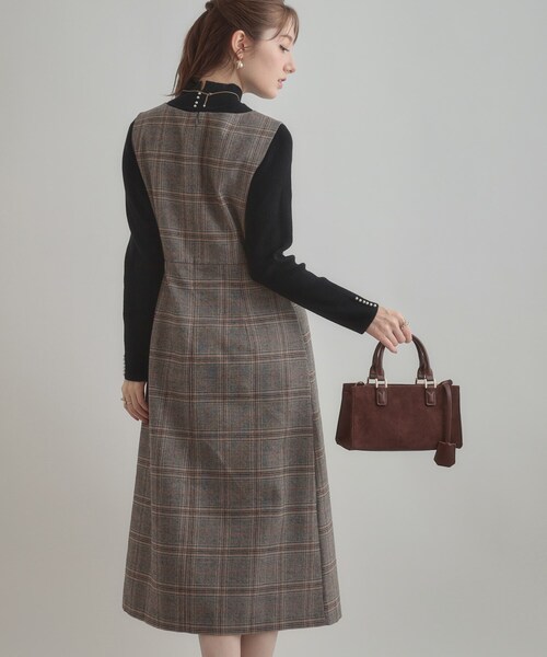 couture brooch（クチュールブローチ）の「【美シルエット・大人可愛い・通勤】TRチェックジャンスカ（ワンピース・レディース・ブラウン系その他2/ブラック系1・36/38/40/42）」の18枚目の写真