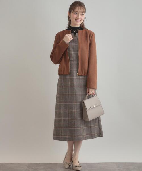 couture brooch（クチュールブローチ）の「【美シルエット・大人可愛い・通勤】TRチェックジャンスカ（ワンピース・レディース・ブラウン系その他2/ブラック系1・36/38/40/42）」の19枚目の写真