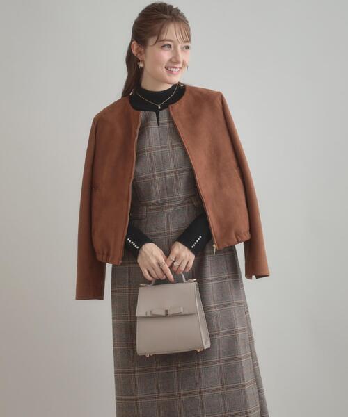 couture brooch（クチュールブローチ）の「【美シルエット・大人可愛い・通勤】TRチェックジャンスカ（ワンピース・レディース・ブラウン系その他2/ブラック系1・36/38/40/42）」の20枚目の写真