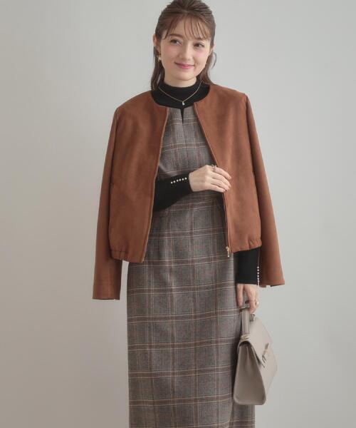 couture brooch（クチュールブローチ）の「【美シルエット・大人可愛い・通勤】TRチェックジャンスカ（ワンピース・レディース・ブラウン系その他2/ブラック系1・36/38/40/42）」の21枚目の写真