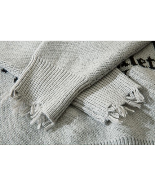 Ressaca（レサーカ）の「オーバーサイズダメージ加工クロス柄ハンドステッチニット（ニット/セーター・メンズ・ブラック/グレー・L/XL/M）」の5枚目の写真