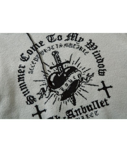 Ressaca（レサーカ）の「オーバーサイズダメージ加工クロス柄ハンドステッチニット（ニット/セーター・メンズ・ブラック/グレー・L/XL/M）」の4枚目の写真