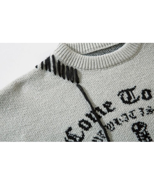 Ressaca（レサーカ）の「オーバーサイズダメージ加工クロス柄ハンドステッチニット（ニット/セーター・メンズ・ブラック/グレー・L/XL/M）」の10枚目の写真