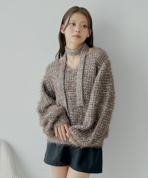 セール】タイ付きメランジルーズニット（ニット/セーター）｜Chico