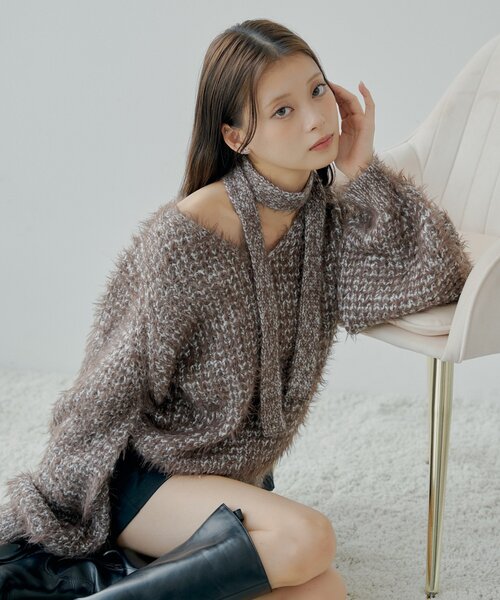 タイ付きメランジルーズニット（ニット/セーター）｜Chico（チコ