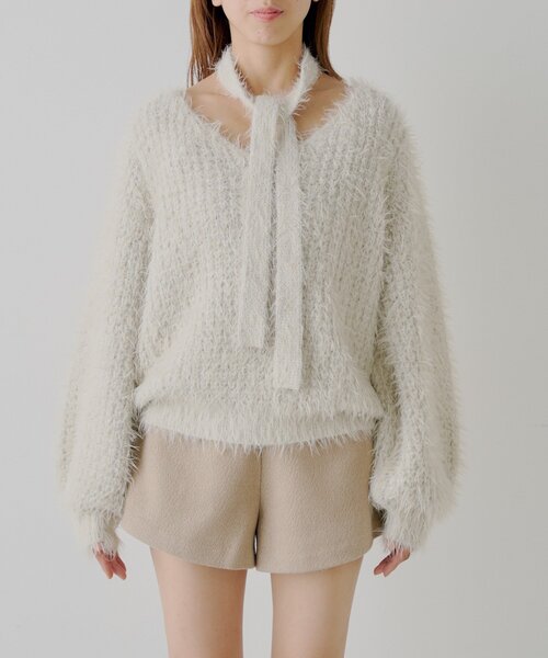 チコページ•*¨*•.¸♬︎ タイ付きメランジルーズニット（ニット/セーター）｜Chico（チコ