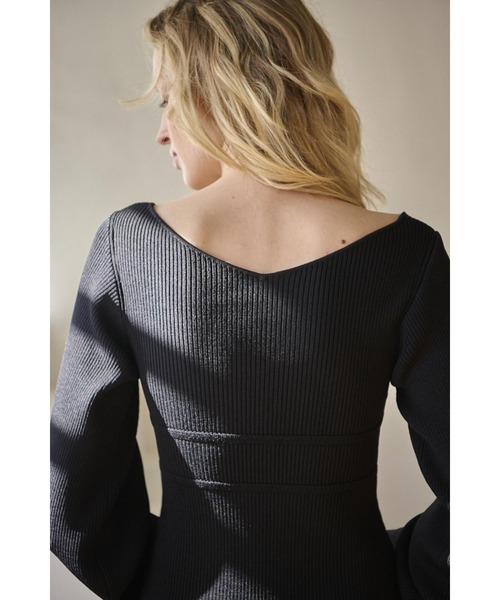 Estella.K(エステラケー)の「Ivanna Knit Midi Dress ハートネックリブニットドレス(ワンピース・レディース・ブルー系その他/ブラック・FREE)」の9枚目の写真