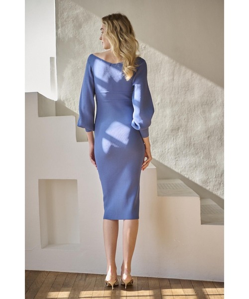 Estella.K(エステラケー)の「Ivanna Knit Midi Dress ハートネックリブニットドレス(ワンピース・レディース・ブルー系その他/ブラック・FREE)」の13枚目の写真