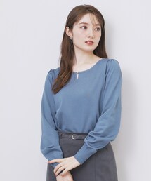 index | パール調パーツ付きクルーネックニット【洗濯機OK】《8col/XS～3L》(ニット/セーター)