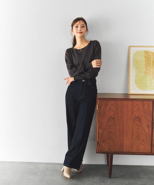 セール】パール調パーツ付きクルーネックニット【洗濯機OK】《8col/XS