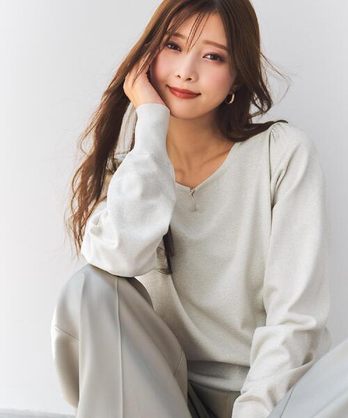 セール】パール調パーツ付きクルーネックニット【洗濯機OK】《8col/XS