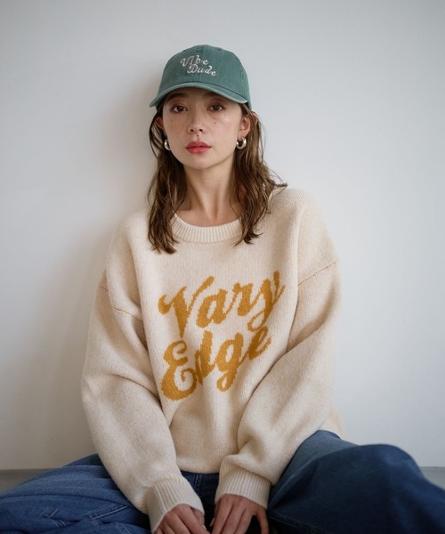 BAYFLOW（ベイフロー）の「ジャガードロゴニットプルオーバー（ニット/セーター・レディース・モカ/ボルドー/グレー/オフホワイト/ライトブルー/ピンク・FREE）」の2枚目の写真