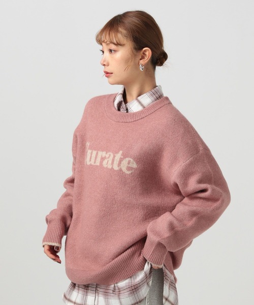 BAYFLOW（ベイフロー）の「ジャガードロゴニットプルオーバー（ニット/セーター・レディース・モカ/ボルドー/グレー/オフホワイト/ライトブルー/ピンク・FREE）」の5枚目の写真