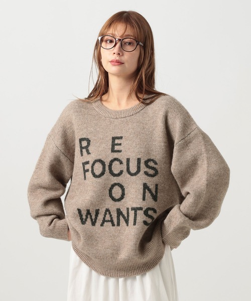 BAYFLOW（ベイフロー）の「ジャガードロゴニットプルオーバー（ニット/セーター・レディース・モカ/ボルドー/グレー/オフホワイト/ライトブルー/ピンク・FREE）」の3枚目の写真