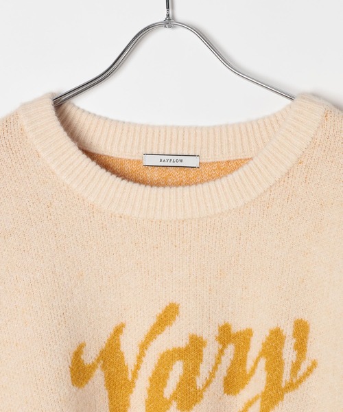 BAYFLOW（ベイフロー）の「ジャガードロゴニットプルオーバー（ニット/セーター・レディース・モカ/ボルドー/グレー/オフホワイト/ライトブルー/ピンク・FREE）」の12枚目の写真