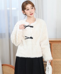 Anely（アネリー）の「ノーカラー コンパクト ファー ダッフル ジャケット（ノーカラージャケット）」