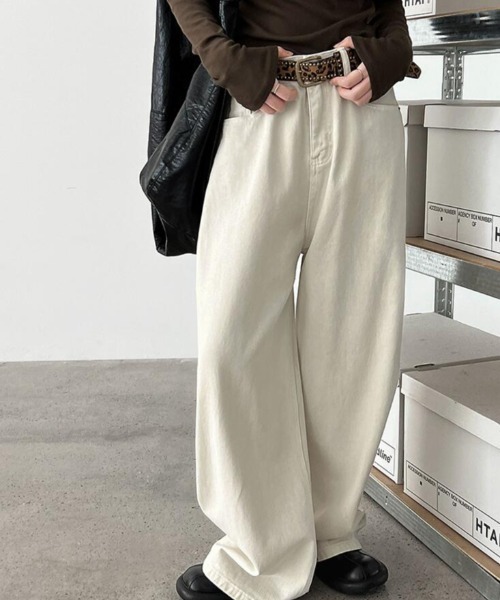 semplice(センプリチェ)の「オーバーサイズワイドデニムパンツ(デニムパンツ・レディース・ブラック/オフホワイト・L/M/S/XL)」の12枚目の写真