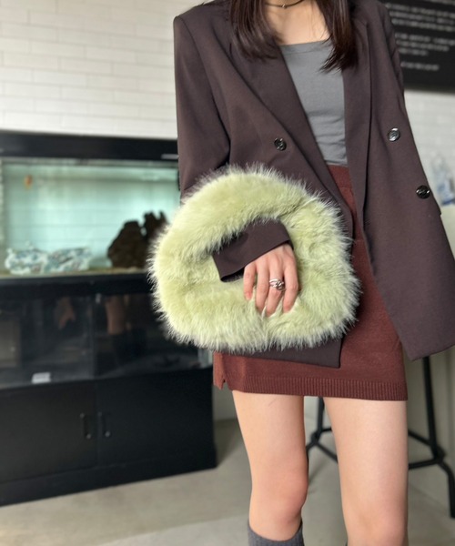 Kotoe（コトエ）の「スモーキーパステル ワンハンドル エコファーバッグ（ハンドバッグ・レディース・ダークグレー/ブラウン/グリーン/ブルー・FREE）」の12枚目の写真