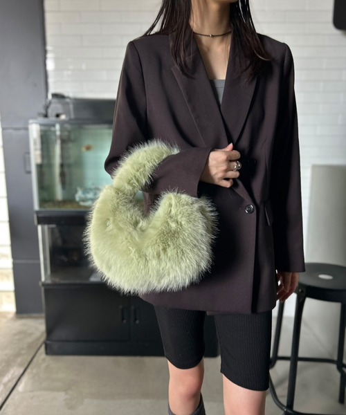 Kotoe（コトエ）の「スモーキーパステル ワンハンドル エコファーバッグ（ハンドバッグ・レディース・ダークグレー/ブラウン/グリーン/ブルー・FREE）」の9枚目の写真