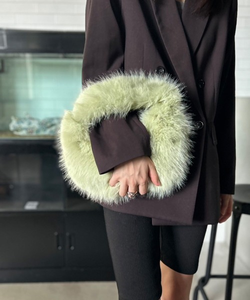 Kotoe（コトエ）の「スモーキーパステル ワンハンドル エコファーバッグ（ハンドバッグ・レディース・ダークグレー/ブラウン/グリーン/ブルー・FREE）」の10枚目の写真