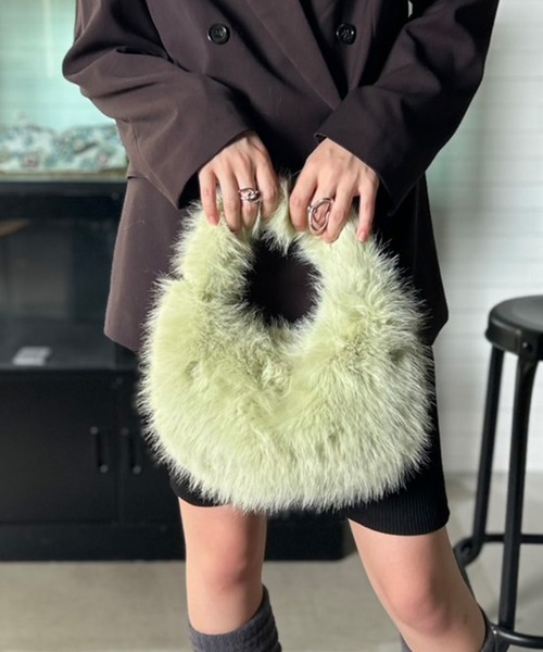 Kotoe（コトエ）の「スモーキーパステル ワンハンドル エコファーバッグ（ハンドバッグ・レディース・ダークグレー/ブラウン/グリーン/ブルー・FREE）」の17枚目の写真